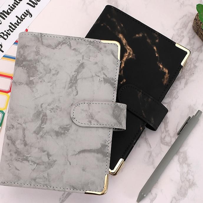 

A6 Binder Kulit Motif Marmer Luxury 6 Ring Buku Binder Tabungan Buku Hemat Pintar