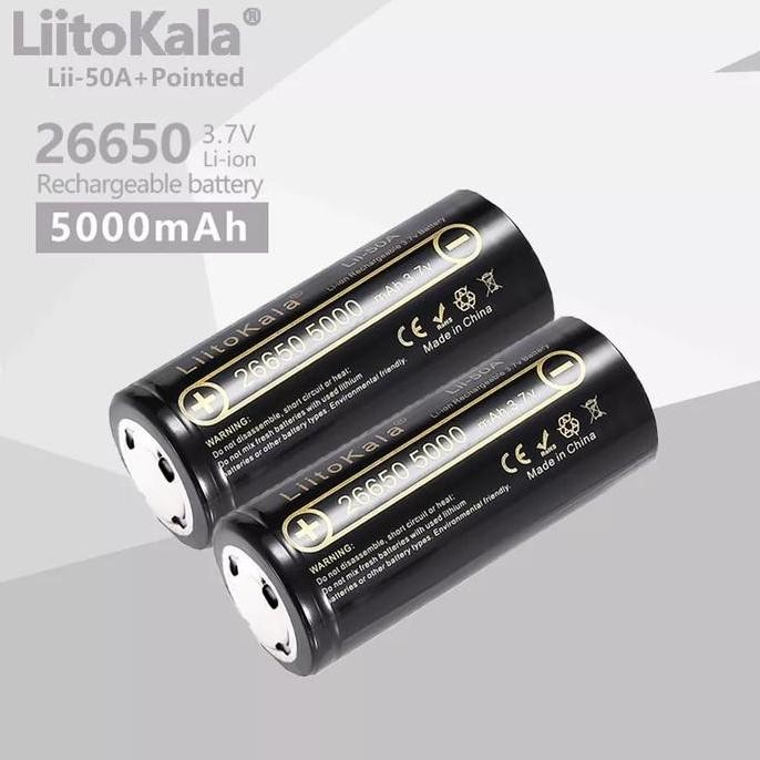 Liitokala Lii-50A 26650 5000Mah Pointe Li-Ion Rechargeable Battery