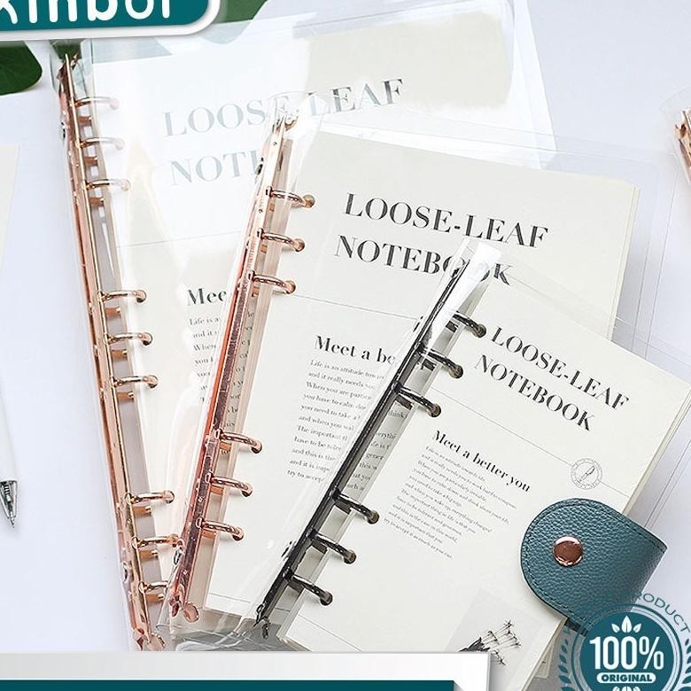 

Elegant Binder A5 Transparan Binder With Clip Note Book Loose Leaf Rose Gold Binder Kinbor