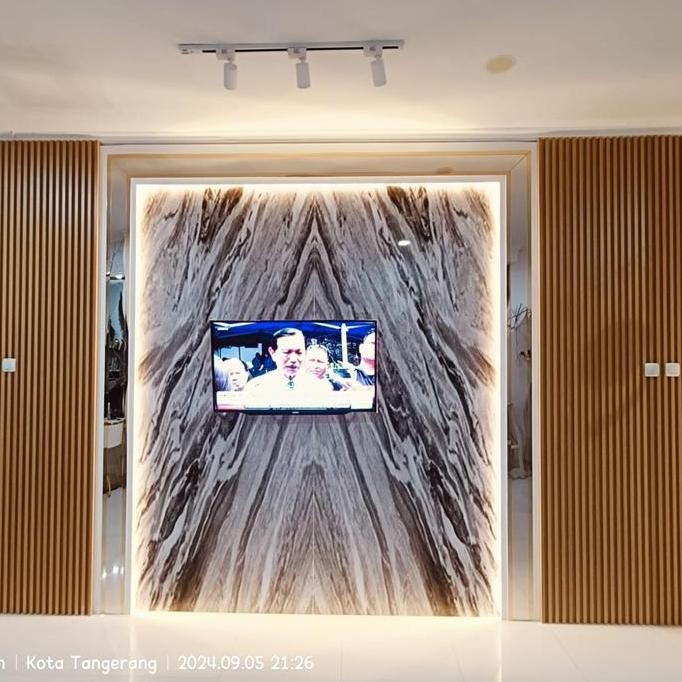 Backdrop TV wpc marmer dan pvc