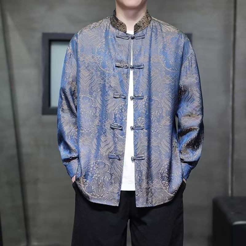 Kemeja Jacquard Gaya Cina Baru untuk Pria