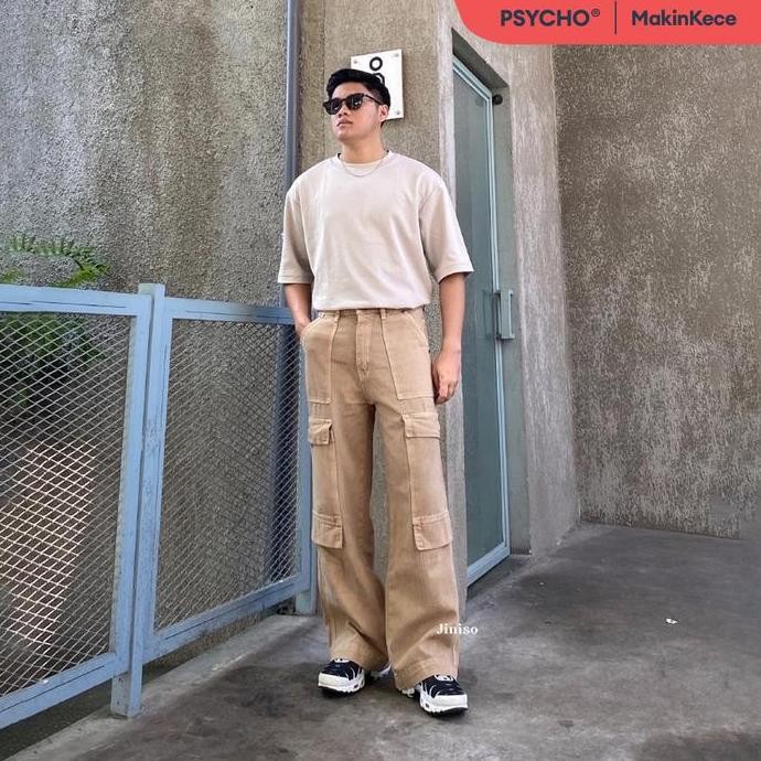 Promo Jiniso Psycho - 551 Highwaist Cargo Loose Jeans Pria