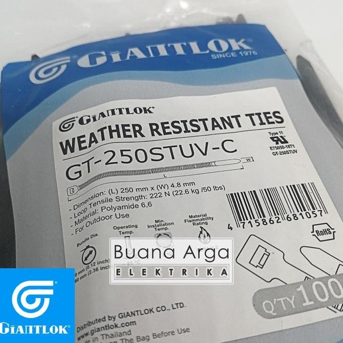 

TERBARU - GIANTLOK Kabel Ties Cable UV Resistance GT 20STC 20 x 4.8 mm Hitam