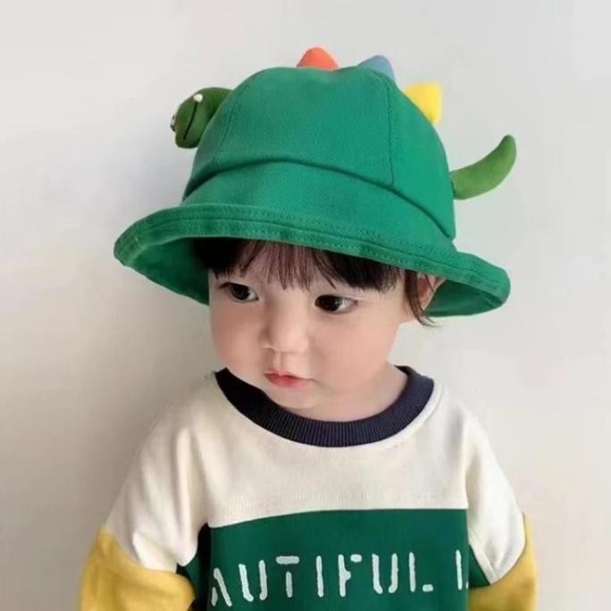 NEW - - Tahun | IMPORT | Topi Anak Laki-laki Perempuan Dino D Bucket Hat Fashion