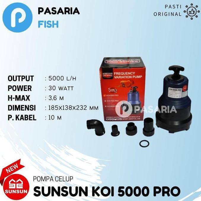 NEW SUNSUN KOI5000/KOI 5000 LITER/JAM POMPA CELUP PRO TAMBAK/KOLAM ORIGINAL DAN TERPERCAYA