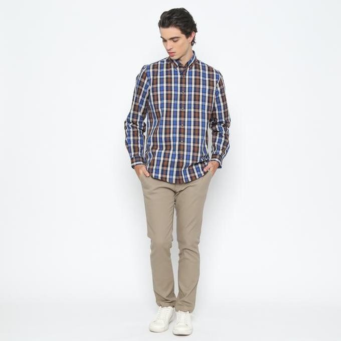 Sale Valino Kemeja Lengan Panjang Motif Kotak-Kotak Pria - V-Cjca08-Z9