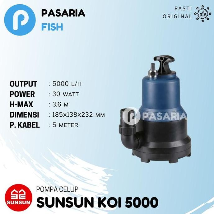 SUNSUN KOI5000/KOI 5000 LITER/JAM POMPA CELUP TAMBAK/KOLAM ORIGINAL DAN TERPERCAYA