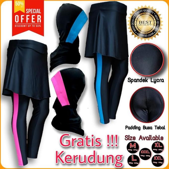 Promo FREE HIJAB SPORTS CELANA SEPEDA PADDING STRETCH WANITA SPANDEX LYCRA COD