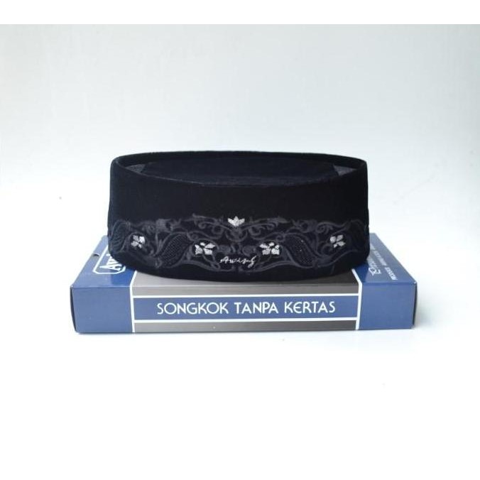 Songkok Hitam Songkok Awing Bordir Motif New Ananta Hitam