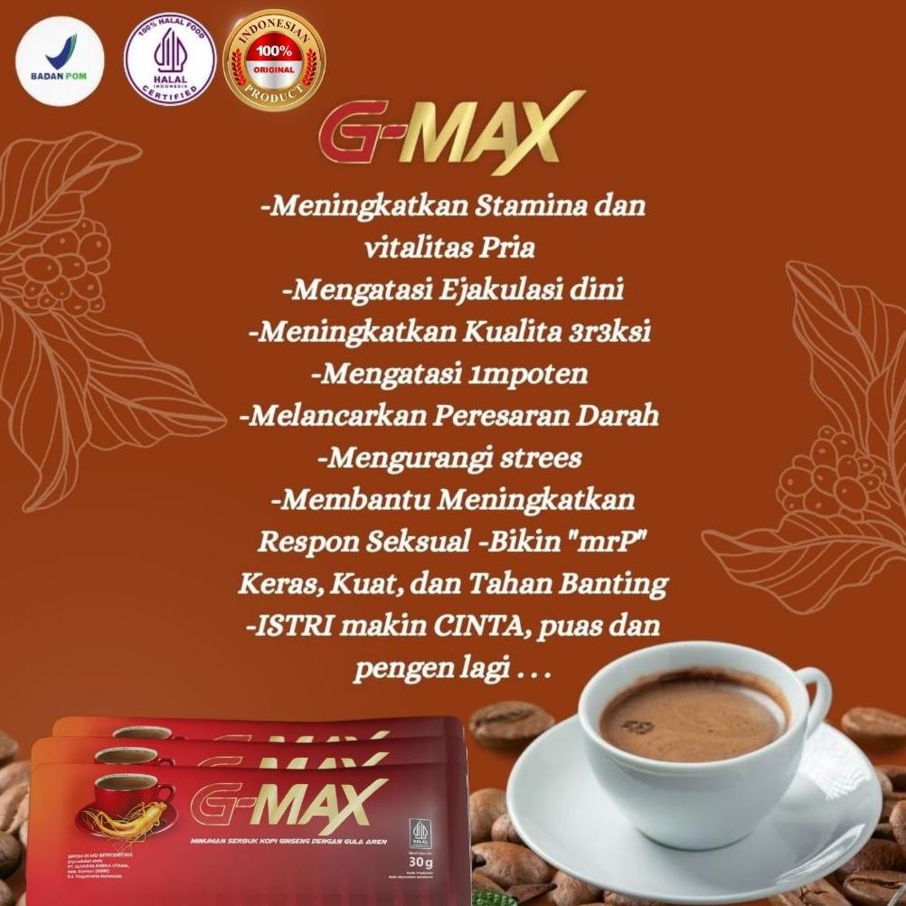 

Ready!! G-MAX Minuman Kopi Stamina Pria Dewasa Extra Gingseng Original Tahan Lama Awet Bersama Pasangan Minuman kopi 1 BOX 10 Shaset