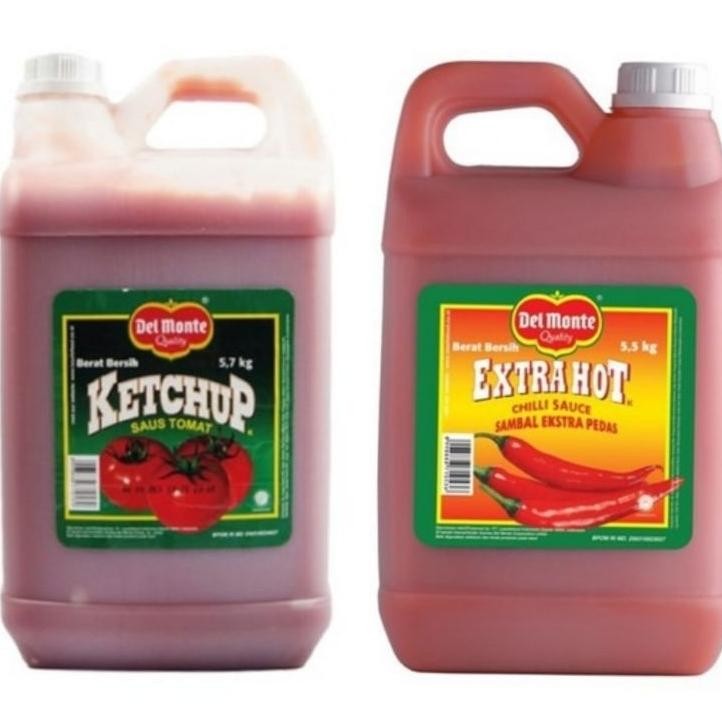 

Delmonte Saus Saos Sambal Extra Hot Jerigen 5,5Kg / Saus Tomat Delmonte Jerigen 5,7Kg