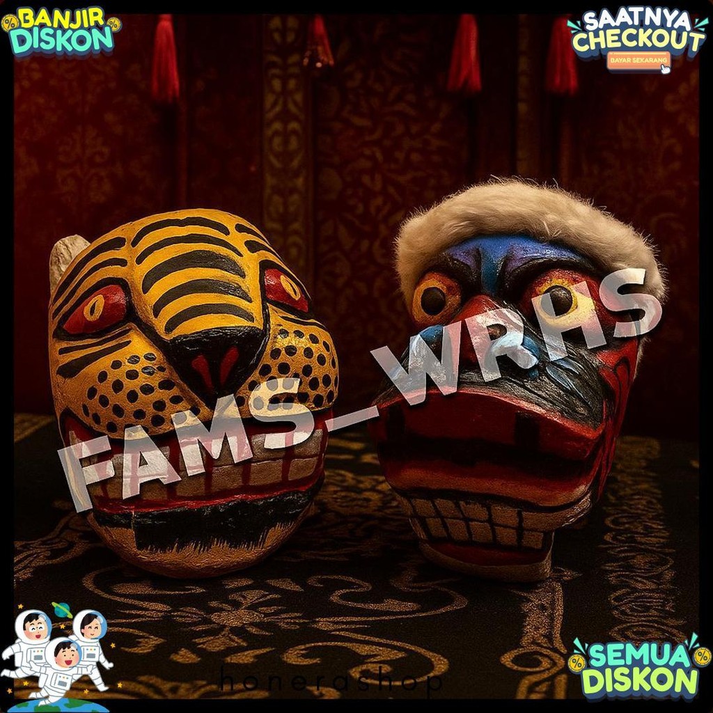 Barongan Kepruk Kucingan Kepala Barongan Jaranan Barongan Kayu (Bisa Cod)