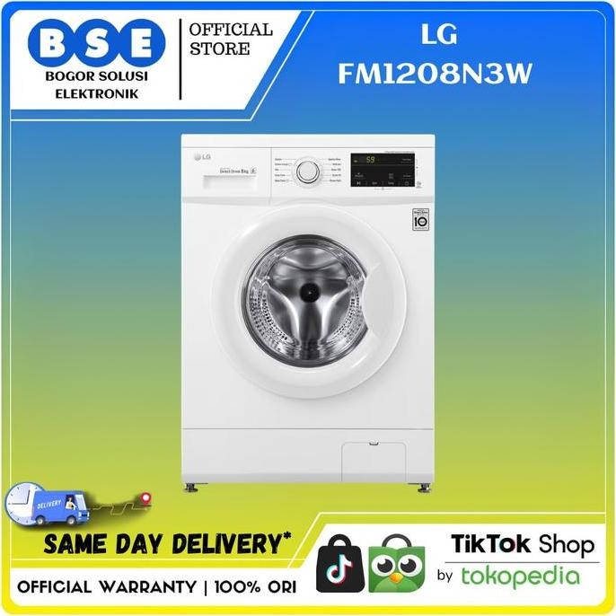 BEBAS ONGKIR - Mesin Cuci Front Loading 8Kg LG FM1208N3W 8Kg FM1208N3W LG 8Kg FM1208