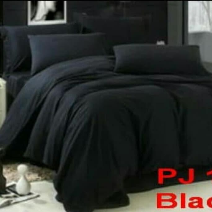 Seprei Hotel bahan Katun Jepang HITAM Polos 200x200 t 40 cm