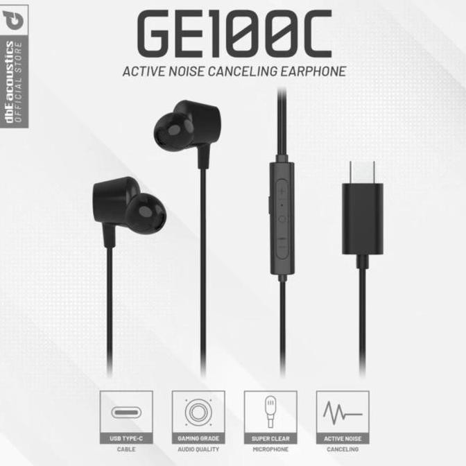 TERBARU - DBE GE100C Gaming Earphone Type C with Microphone + ANC Active Noise Cancelling TypeC Bass