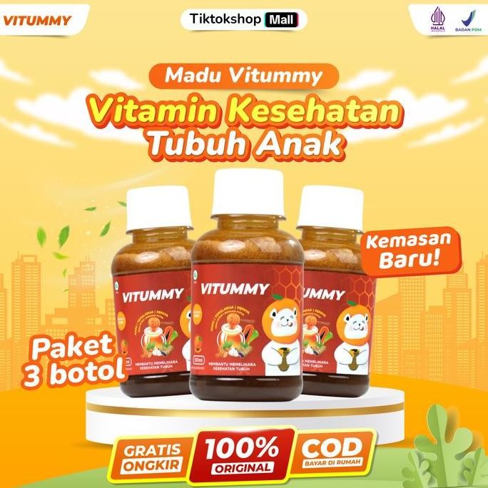 

TERMURAH - Madu Vitummy 3 Botol - Madu Herbal Multivitamin Kesehatan Tubuh Anak Honey Syrup