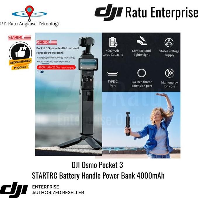 Battery Handle Power Bank DJI Osmo Pocket 3 Charger Baterai Kamera Battery Camera Gimbal Powerbank F