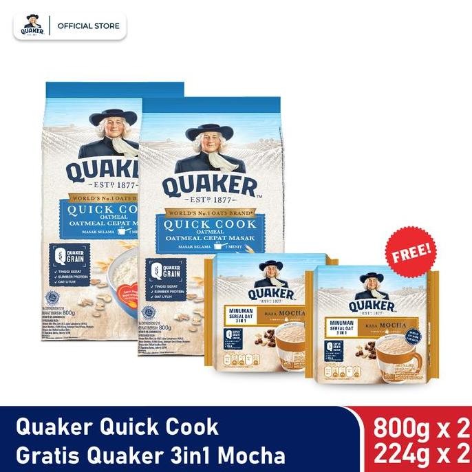 

Quaker Quick Cooking Oatmeal 800 Gr - Twin Pack