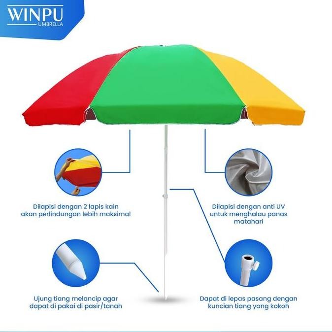 WINPU Payung Tenda Jualan Besar Pelangi (180Cm-260Cm) 2 Lapis