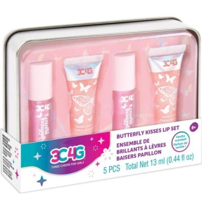 Mainan Lip Gloss Anak Make It Real Butterfly Kisses Lip Set Metal Box