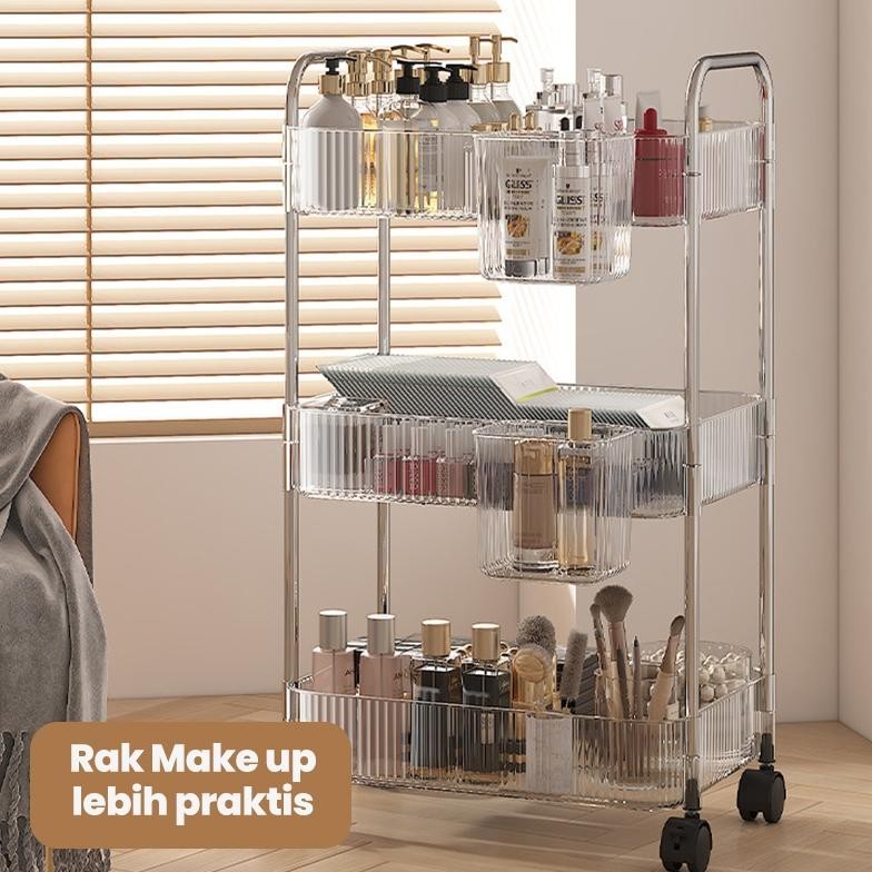 Th-23 Megam Rak Troli Susun Kosmetik Serbaguna Rak Kamar Mandi Dapur Rak Serbaguna Ikea Rak Trolley 