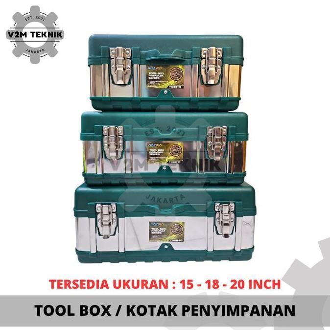 Tool Box Besar 15 Inch 18 Inch 20 Inch Besi Stainless / Kotak Penyimpanan Tool Box Bahan Tebal