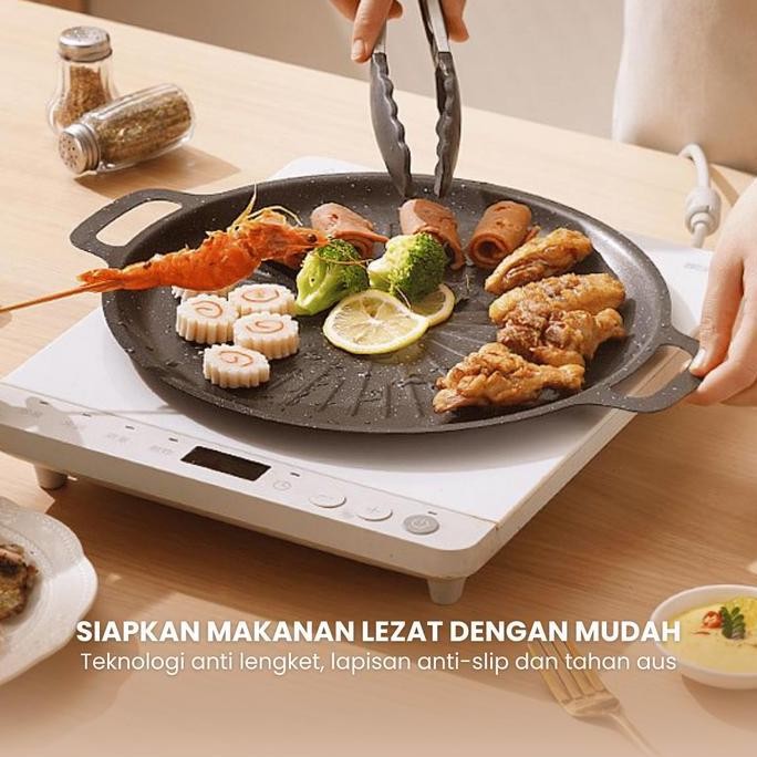 [ _Id] Grill Pan Ala Korea Ukuran Tebal Dan Kokoh Muat Banyak Anti Lengket Kitchenware Alat Aluminiu