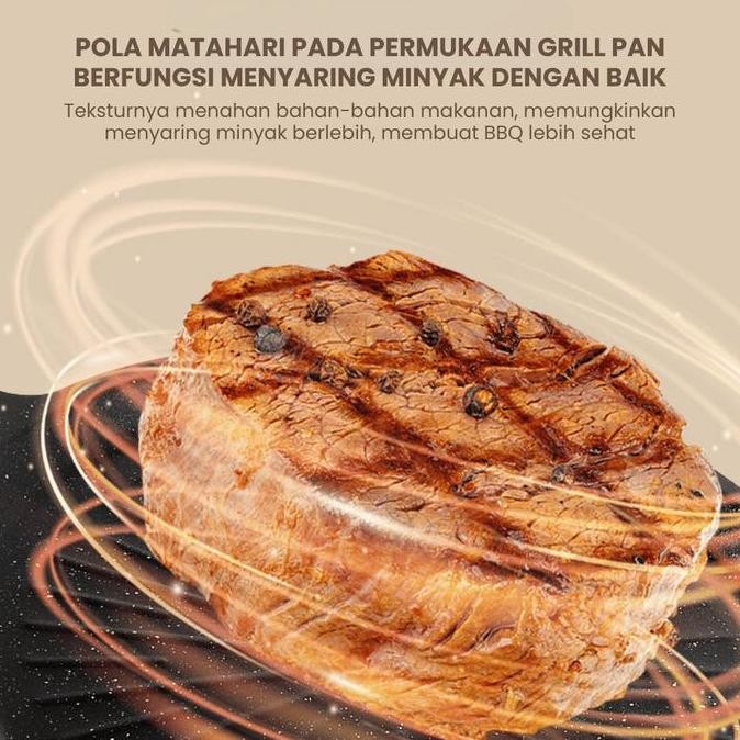 [ _Id] Grill Pan Ala Korea 36Cm Ukuran Tebal Dan Kokoh Muat Banyak Anti Lengket Kitchenware Alat Alu