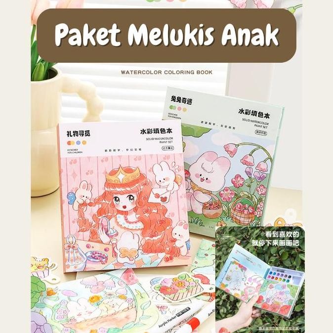 

Promo Paket Melukis Anak Lengkap Dengan Kuas Buku Gambar Mewarnai Water Colour Painting BG0006 COD
