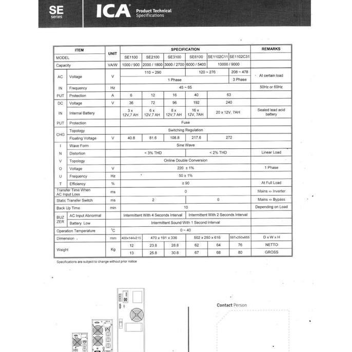 UPS ICA TYPE SE6100 ONLINE SINEWAVE/ 6000VA 5400 WATT UPS Online ICA
