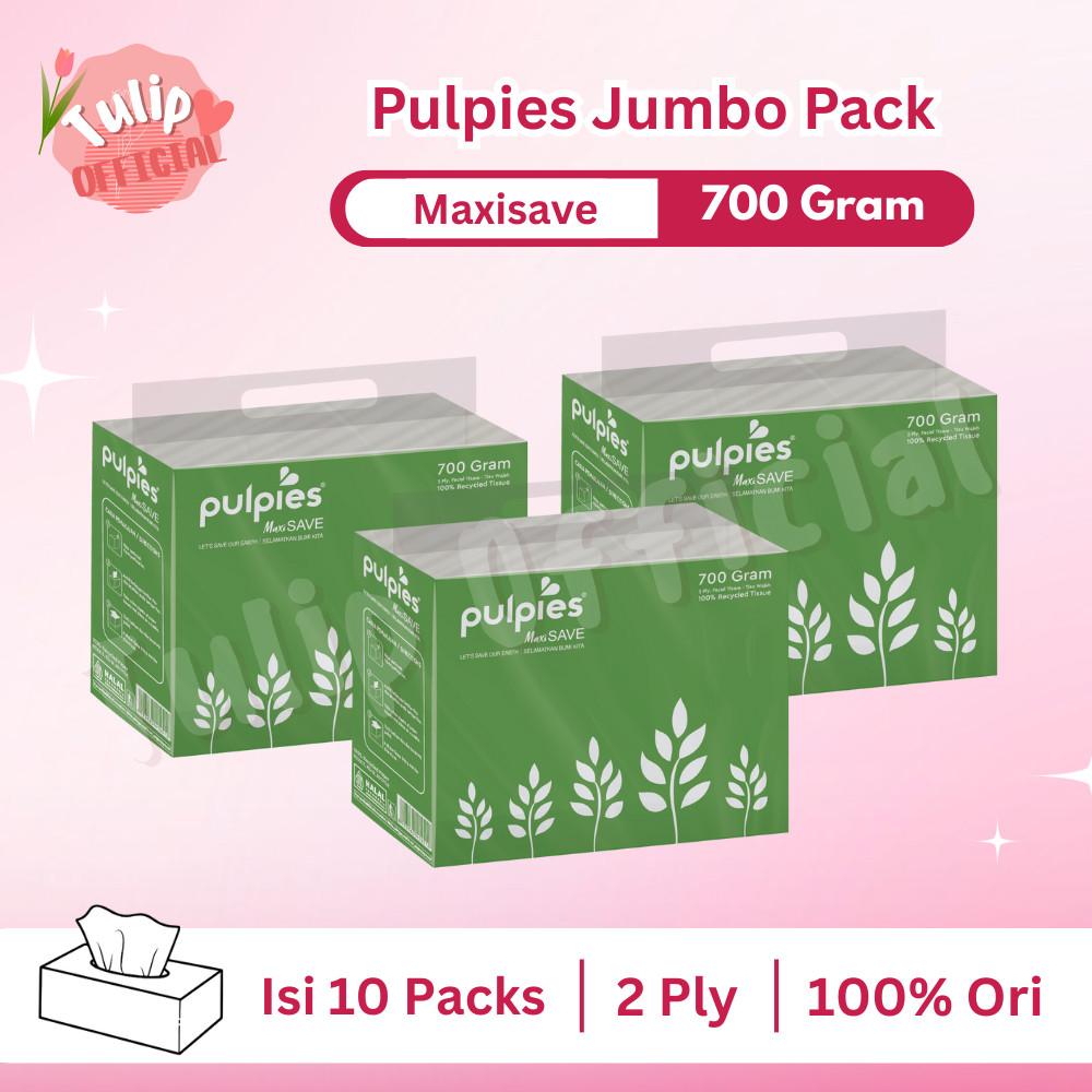 PAKET HEMAT 10 Packs Tissue PULPIES Jumbo Pack Maxisave 700 Gram 2 Ply