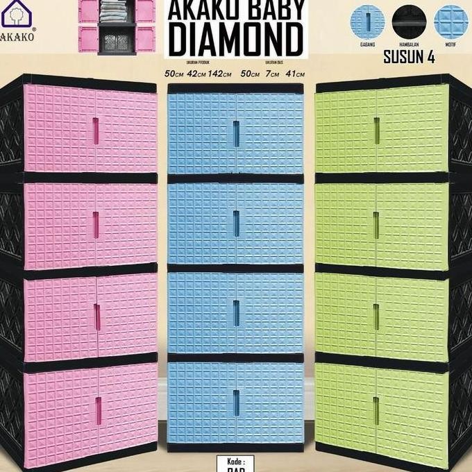 AKAKO - Lemari Akako Bilpin Jumbo Baby Pakaian Plastik 2 Pintu Susun 2, 3, 4, dan 5