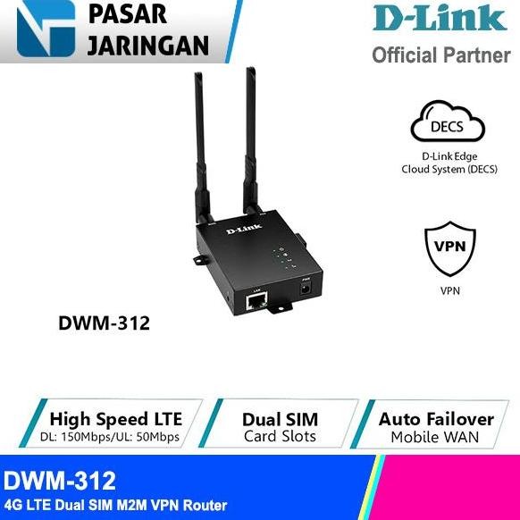 D-Link Dwm-312 4G Lte Dual Sim M2M Vpn Router Dual Sim New Stok