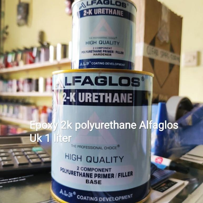 READY STOK Epoxy Pu Alfaglos - Epoxi Alfa Rethane Cat Dasar Besi Dan Plastik 1 Liter Siap kirim