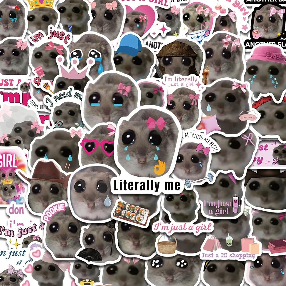 

56Pcs Sad Hamster Meme Cute Mouse Fun Pattern Sticker Aesthetic Kawaii Decals Cute Cartoon Laptop Luggage Bicycle Diary Stickers