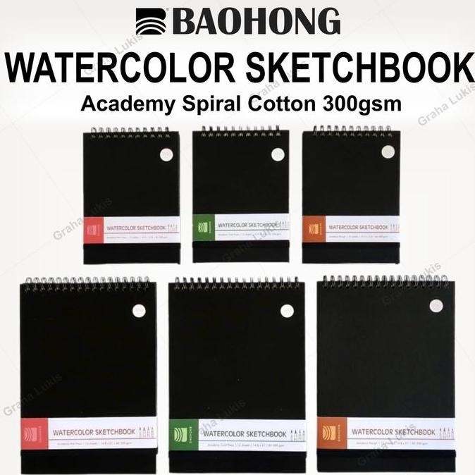

Sale Baohong Watercolor Sketchbook Academy Spiral Cotton 300Gsm