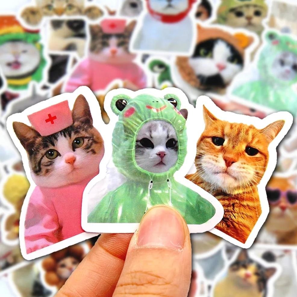

50/100Pcs Funny Cat Stickers Cartoon Cute Decals Toy Stationery Guitar Phone Bicycle Laptop Luggage Car Graffiti Kids Sticker
