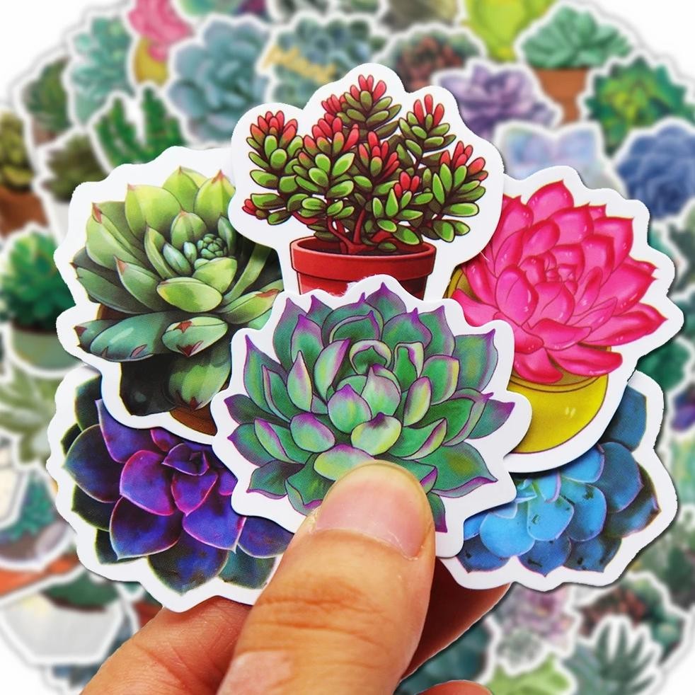 

100Pcs Succulent Cute Stickers Pack Aesthetic Stationery Supplies Lot Kawaii Office Teacher School Diary Decoration Korean Paper