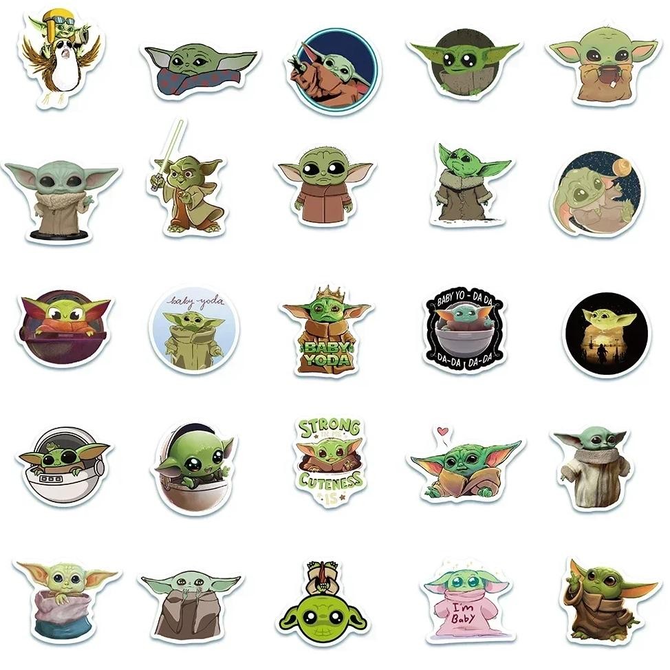 

50Pcs Cute Baby Yoda Grog Cartoon Stickers Anime Graffiti Decals For Skateboard Luggage Laptop Phone Waterproof Sticker Kid Toy