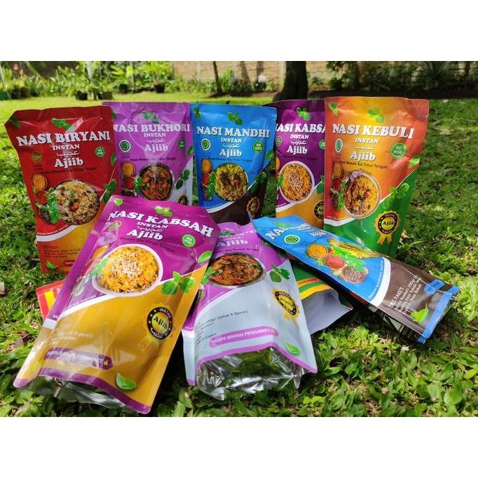 

JH8 BERAS BASMATI / NASI KEBULI INSTAN AJIIB 350 GRAM NO MSG