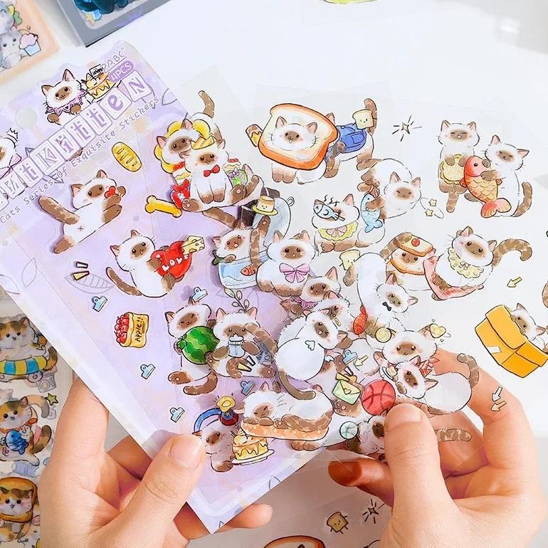 

Journamm 4Sheets Pet Cute Cat Stickers For Scrapbooking Journaling Diy Decoration Planners Notebooks Album Art Crafts