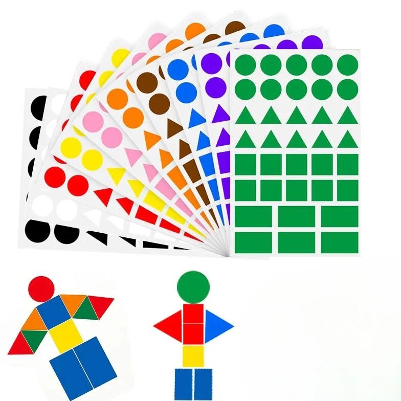 

Colored Triangles Rectangular Dot Stickers For Kids Student Jigsaw Puzzle Geometry Stickers Scrapbook Labels Cute Stickers