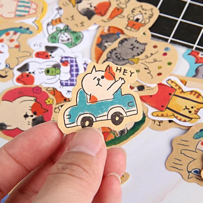 

30 Pcs /Pack Cute Cat Stickers Decorative Stationery Stickers Scrapbooking Diy Diary Album Stick Label