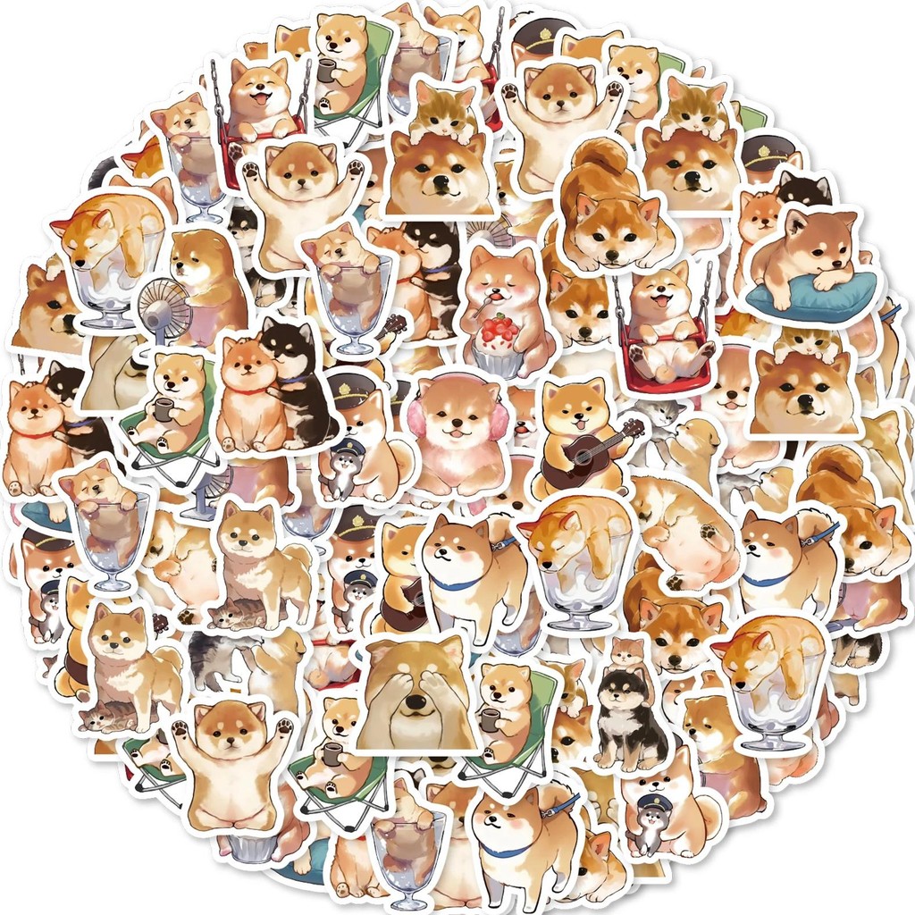 

40Pcs Cute Shiba Inu Animal Print Stickers For Notebooks, Water Bottles, Suitcases, Decorative Stickers, Kids Stickers