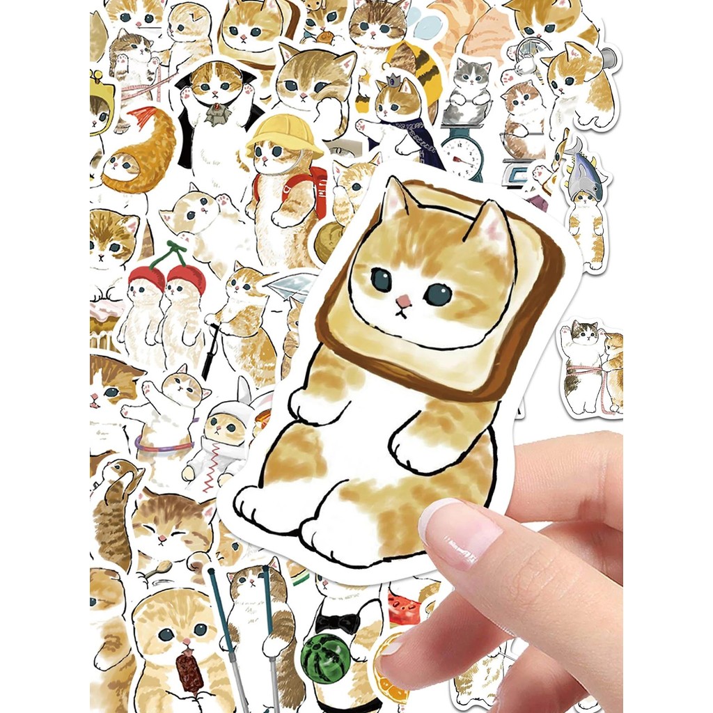 

64Pcs Cat Stickers Cute Cartoon Orange Cat Decoration Luggage Phone Case Laptop Skateboard Guitar Diy Waterproof Stickers