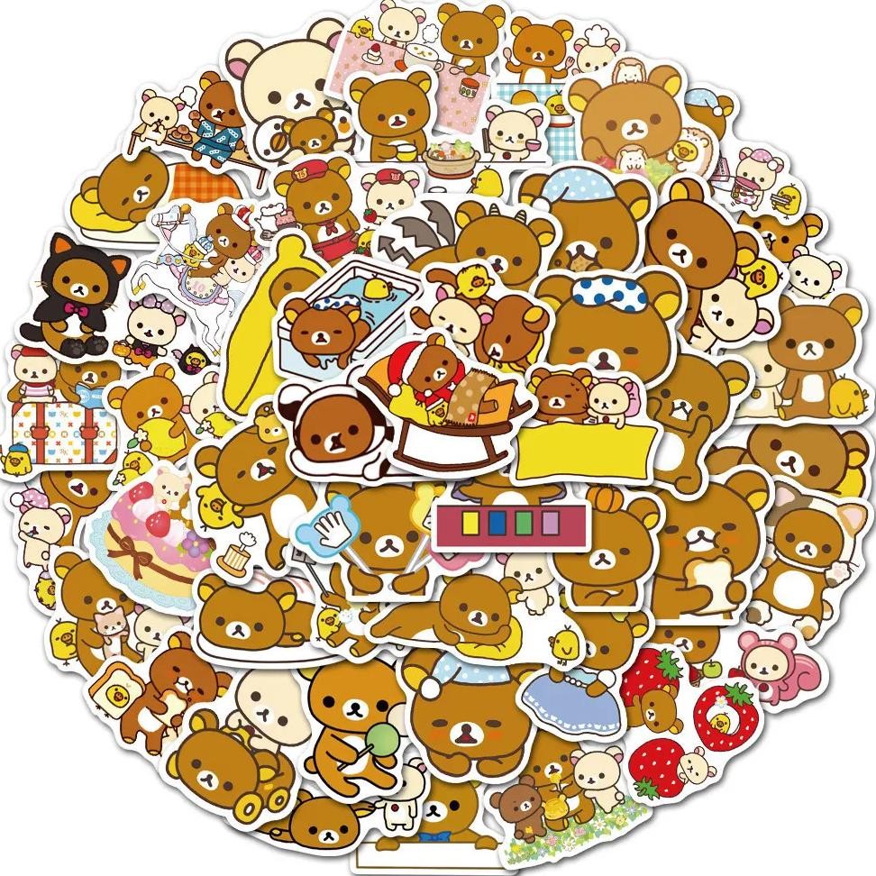 

50Pcs Cute Rilakkuma Bear Sticker Kawaii Cartoon Stickers For Guitar Diy Toy Bicycle Skateboard Laptop Luggage Decor
