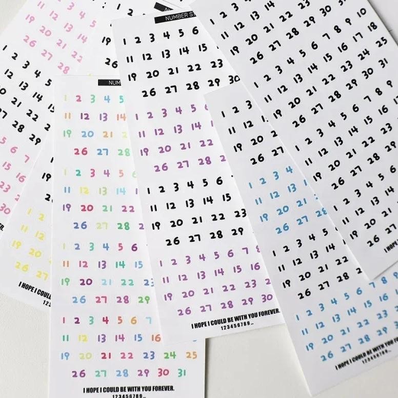 

1Pc Cute Cartoon Baby Font No.1~31 Number Stickers Calendar Planner Scrapbooking Journal Monthly Day Daily Time Label Decoration