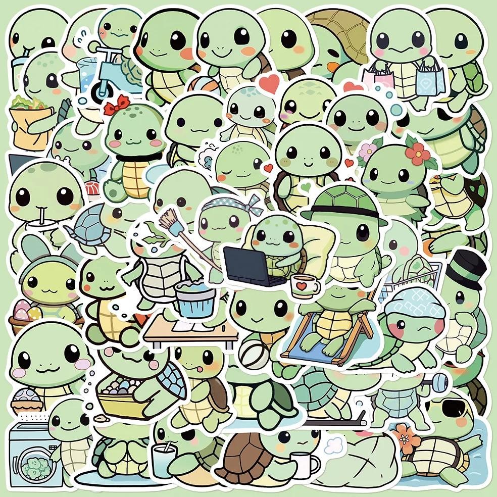 

10/30/50Pcs Cute Turtle Waterproof Graffiti Sticker Aesthetic Decorative Luggage Laptop Phone Guitar Scrapbook Kids Stickers