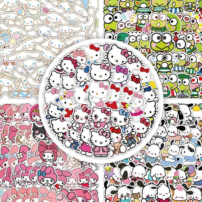 

50Pcs Anime Sanrio Pet Stickers Cute Kids Cartoon Hello Kitty Keroppi Phochacco Kawaii Diy Notebook Stationery Handbook Stickers