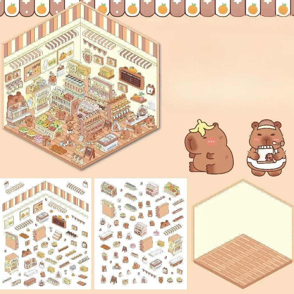 

Diy Decor Cartoon Animal Scene Sticker Creative Design Sweet Scrapbook Journal Sticker Cute Landscaping Sticker Student Supplies